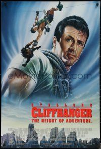 1r0994 CLIFFHANGER int'l DS 1sh 1993 Renato Casaro artwork of Sylvester Stallone!