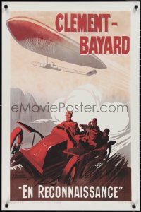 1r0182 CLEMENT-BAYARD 24x36 French commercial poster 1990s art of vintage race car under airship!