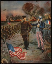 1r0191 PERSHING IN FRANCE 16x20 commercial poster 1970s Uncle Sam stands behind General Pershing!