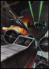 1r0199 STAR WARS 20x28 commercial poster 1977 Ralph McQuarrie artwork of the Death Star trench run!