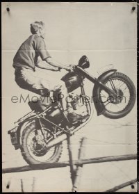 1r0202 STEVE McQUEEN jump style 30x42 commercial poster 1966 on motorcycle from Great Escape!