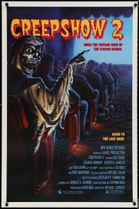 1r1004 CREEPSHOW 2 1sh 1987 Tom Savini, great Winters artwork of skeleton Creep in theater!