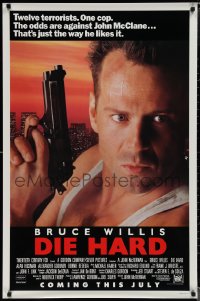 1r1026 DIE HARD advance 1sh 1988 Bruce Willis vs twelve terrorists, action classic, with borders!