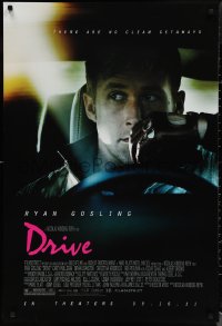 1r1037 DRIVE advance DS 1sh 2011 cool image of Ryan Gosling in car, directed by Nicolas Winding Refn!