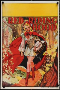 1r0441 RED RIDING HOOD stage play English double crown 1930s sexy Red with wolf trailing behind!