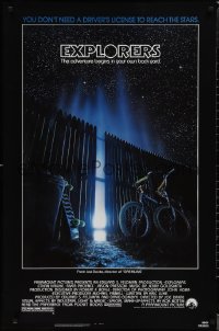 1r1050 EXPLORERS 1sh 1985 directed by Joe Dante, the adventure begins in your own back yard!