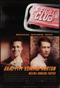 1r1055 FIGHT CLUB advance DS style A 1sh 1999 portraits of Edward Norton and Brad Pitt & bar of soap