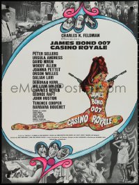 1r0735 CASINO ROYALE French 23x31 1967 all-star Bond spy spoof, psychedelic art + photo montage!