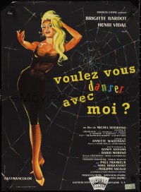 1r0736 COME DANCE WITH ME French 23x31 1959 art of sexy beckoning Brigitte Bardot by Hurel!