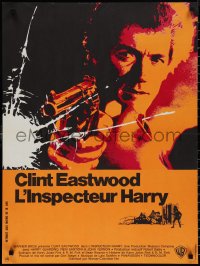 1r0741 DIRTY HARRY French 23x31 1972 cool art of Clint Eastwood w/gun, Don Siegel crime classic!