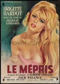 1r0761 LE MEPRIS French 23x32 1963 Jean-Luc Godard, Georges Allard art of sexy Brigitte Bardot!