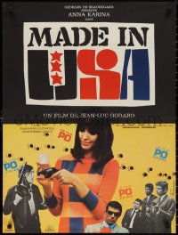 1r0763 MADE IN U.S.A. French 23x30 1966 Jean-Luc Goddard, Anna Karina, cool Ferracci design!