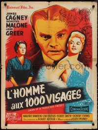 1r0764 MAN OF A THOUSAND FACES French 24x32 1958 James Cagney as Lon Chaney Sr, artwork by Bonneaud!