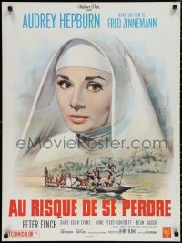 1r0770 NUN'S STORY French 24x32 R1960s great Mascii art of religious missionary Audrey Hepburn!