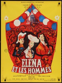 1r0775 PARIS DOES STRANGE THINGS French 23x32 1957 Elena et les hommes, Bergman, art by Peron!