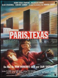 1r0776 PARIS, TEXAS French 23x31 1984 Wim Wenders, cool art of Nastassja Kinski, Harry Dean Stanton!