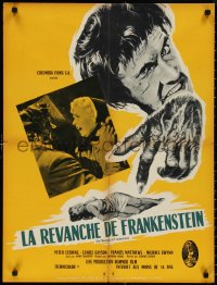 1r0783 REVENGE OF FRANKENSTEIN French 23x30 1958 Peter Cushing, Eunice Gayson, cool art of monster!