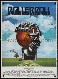 1r0785 ROLLERBALL French 23x31 1975 cool completely different artwork by Jouineau Bourduge!