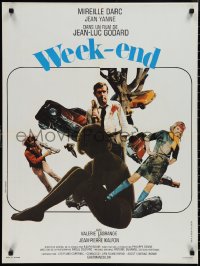 1r0803 WEEK END French 24x32 1967 Jean-Luc Godard, cool different design by Jouineau Bourduge!