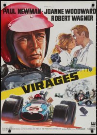 1r0805 WINNING French 23x32 1969 Paul Newman, cool different Indy car racing art by Bussenko!