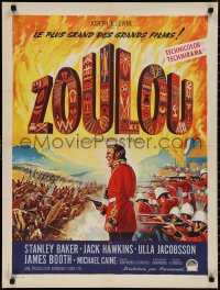 1r0808 ZULU French 24x32 1964 Stanley Baker & Michael Caine classic, great Soubie artwork!