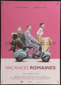 1r0828 ROMAN HOLIDAY French 17x23 R2013 Audrey Hepburn & Gregory Peck, Albert riding on Vespa!