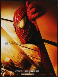 1r0833 SPIDER-MAN teaser French 16x21 2002 close-up of Maguire w/WTC towers in eyes, Marvel!