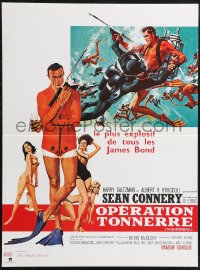 1r0838 THUNDERBALL French 16x21 R1980s art of Sean Connery as James Bond 007 by McGinnis & McCarthy!
