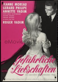 1r0319 DANGEROUS LOVE AFFAIRS German 1961 Les Liaisons Dangereuses, Moreau, Vadim, pink style!