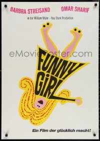 1r0324 FUNNY GIRL teaser German 1969 Barbra Streisand, Sharif, Wyler, cool Tal Stubis art!