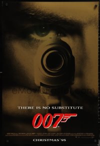 1r1085 GOLDENEYE advance DS 1sh 1995 Pierce Brosnan as James Bond 007, cool gun & eye close up!