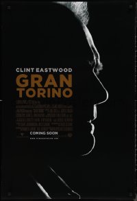 1r1089 GRAN TORINO advance DS 1sh 2008 cool shadowy silhouette profile of Clint Eastwood!