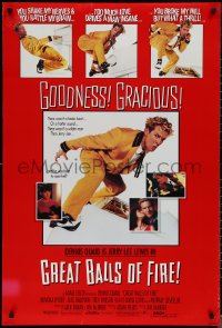 1r1091 GREAT BALLS OF FIRE int'l style B DS 1sh 1989 Dennis Quaid as rock & roll star Jerry Lee Lewis