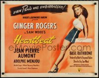 1r0862 HEARTBEAT style A 1/2sh 1946 full-length art of Ginger Rogers, even Paris was embarrassed!