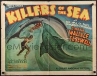 1r0868 KILLERS OF THE SEA style B 1/2sh 1937 Captain Wallace Caswell Jr. w/ sawfish stabbing shark!