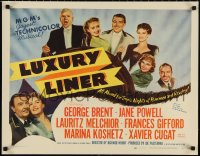 1r0870 LUXURY LINER style A 1/2sh 1948 George Brent & Jane Powell, nights of romance & revelry!