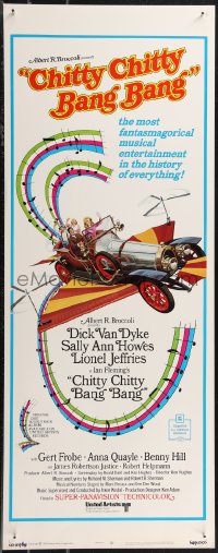 1r0884 CHITTY CHITTY BANG BANG insert 1969 Dick Van Dyke, art of wild flying car & music notes!
