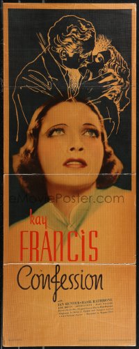 1r0885 CONFESSION insert 1937 cool dramatic close-up image of pretty Kay Francis, ultra rare!