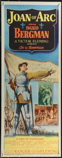1r0898 JOAN OF ARC insert 1948 classic art of Ingrid Bergman in full armor with banner!