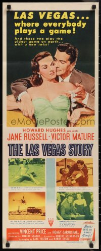 1r0901 LAS VEGAS STORY insert 1952 art of Mature & sexy Jane Russell in Sin City, Howard Hughes!