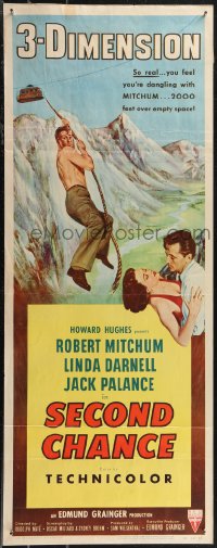 1r0912 SECOND CHANCE 3D insert 1953 cool art of barechested Robert Mitchum & Linda Darnell!