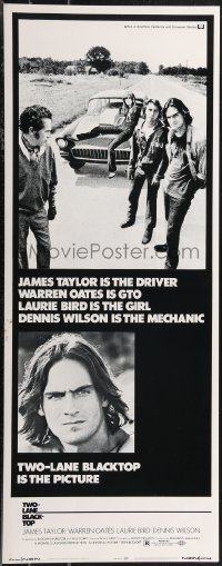 1r0918 TWO-LANE BLACKTOP insert 1971 James Taylor is the driver, Warren Oates is GTO, Laurie Bird