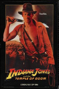 1r1149 INDIANA JONES & THE TEMPLE OF DOOM teaser 1sh 1984 Harrison Ford with machete, trust him!