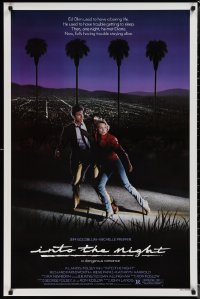 1r1153 INTO THE NIGHT 1sh 1985 cool image of Jeff Goldblum & Michelle Pfeiffer on the run!