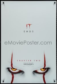 1r1158 IT CHAPTER TWO teaser DS 1sh 2019 Steven King, creepy close-up image of Pennywise!