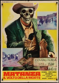 1r0610 DRIFTING AVENGER Italian 1sh 1968 wild art of western cowboy with skull face and gun!