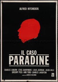 1r0621 PARADINE CASE Italian 1sh R1980s red profile art of Alfred Hitchcock by Luca Crovato!