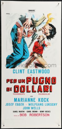 1r0633 FISTFUL OF DOLLARS Italian locandina R1970s different artwork of generic cowboy by Symeoni!