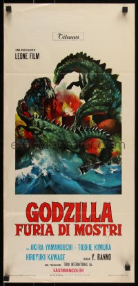 1r0635 GODZILLA VS. THE SMOG MONSTER Italian locandina 1972 Gojira tai Hedora, Toho Japanese sci-fi, cool art!