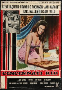 1r0716 CINCINNATI KID Italian 19x27 pbusta 1966 pro poker player Steve McQueen & Ann-Margret, Weld!